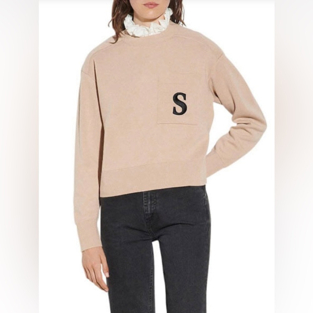 Sandro Lucille Ruffled Collar Embroidered Sweater. Size 2 (6 U.S.)